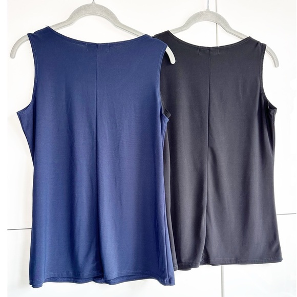 Dianna Belle 2 Tank Tops Gold Buttons Navy Black Size Small Sleeveless Blouse - Picture 5 of 6